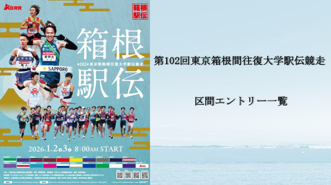 102箱根駅伝　区間エントリー